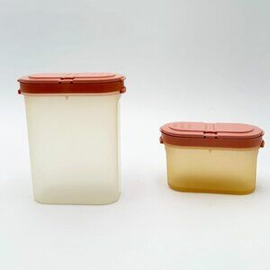 Lot of 2 VTG Tupperware 1846 and 1843 Spice Shaker Pink Modular Lid Containers